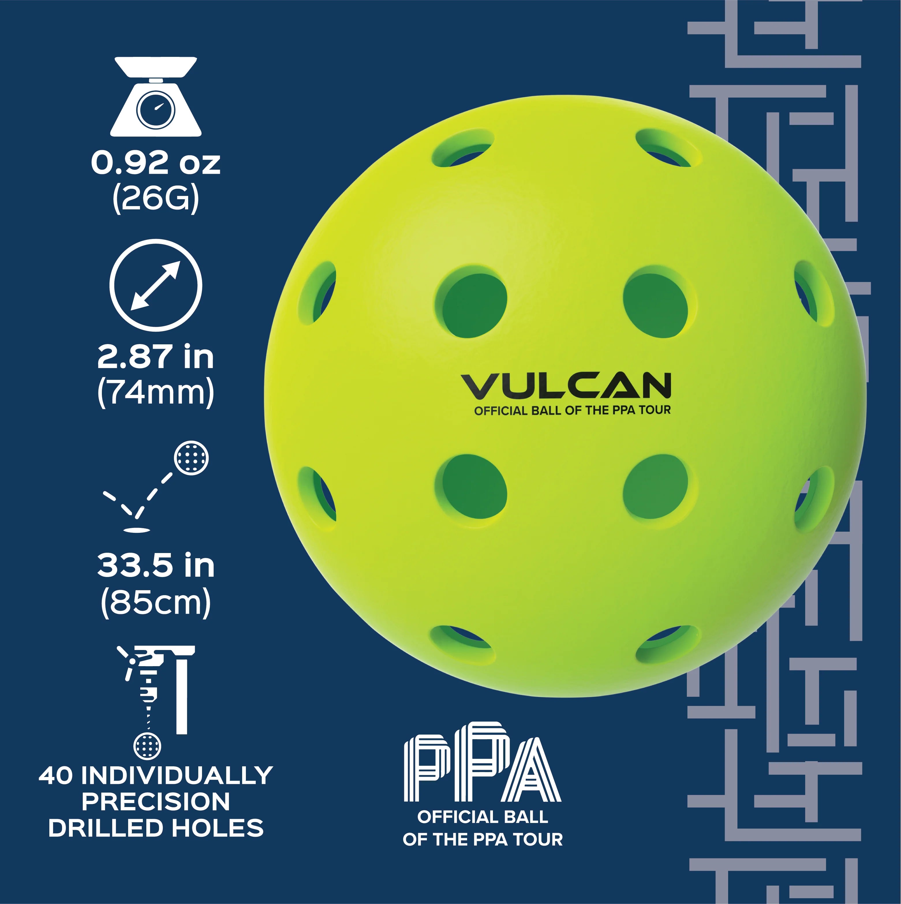 Vulcan | VPRO Flight Outdoor Pickleball | Giallo ad alta visibilità