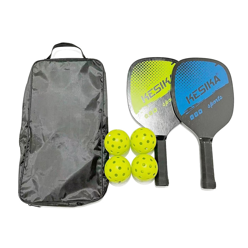 KESIKA Pickleball Paddle Set 2 Rackets 4 Pickleball Balls with Carry